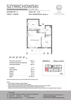 3 pokoje, mieszkanie 50,03 m², piętro 2, oferta nr B2.3.8, Osiedle Traugutta, Kościerzyna, ul. Traugutta