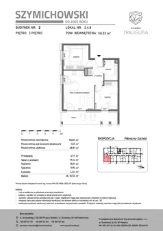 3 pokoje, mieszkanie 50,03 m², piętro 3, oferta nr B2.4.8, Osiedle Traugutta, Kościerzyna, ul. Traugutta