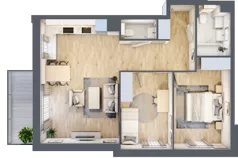 3 pokoje, mieszkanie 64,56 m², piętro 2, oferta nr C.3.2, Silva Straszyn, Straszyn, ul. Boczna/Starogardzka
