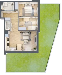 3 pokoje, mieszkanie 64,56 m², parter, oferta nr C.1.2, Silva Straszyn, Straszyn, ul. Boczna/Starogardzka