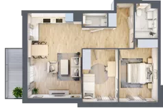 3 pokoje, mieszkanie 64,56 m², piętro 1, oferta nr C.2.2, Silva Straszyn, Straszyn, ul. Boczna/Starogardzka