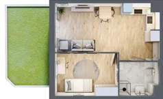 2 pokoje, mieszkanie 42,35 m², parter, oferta nr 1.1.1., Dywizjonu 303, Pruszcz Gdański, ul. Dywizjonu 303