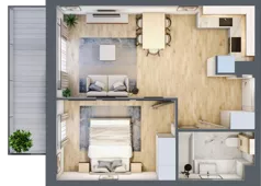 2 pokoje, mieszkanie 42,51 m², piętro 1, oferta nr 1.2.2., Dywizjonu 303, Pruszcz Gdański, ul. Dywizjonu 303
