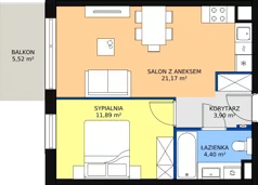 2 pokoje, mieszkanie 42,50 m², piętro 1, oferta nr 1.2.3., Dywizjonu 303, Pruszcz Gdański, ul. Dywizjonu 303