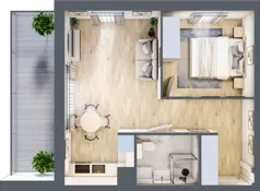 2 pokoje, mieszkanie 42,51 m², piętro 1, oferta nr 1.2.5., Dywizjonu 303, Pruszcz Gdański, ul. Dywizjonu 303