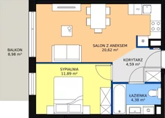 2 pokoje, mieszkanie 42,64 m², piętro 4, oferta nr 1.5.2., Dywizjonu 303, Pruszcz Gdański, ul. Dywizjonu 303