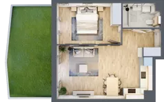 2 pokoje, mieszkanie 46,88 m², parter, oferta nr 2.1.8., Dywizjonu 303, Pruszcz Gdański, ul. Dywizjonu 303