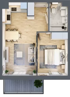 2 pokoje, mieszkanie 41,16 m², piętro 1, oferta nr 2.2.2., Dywizjonu 303, Pruszcz Gdański, ul. Dywizjonu 303