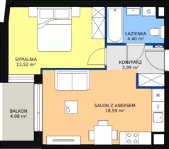 2 pokoje, mieszkanie 41,75 m², piętro 3, oferta nr 2.4.9., Dywizjonu 303, Pruszcz Gdański, ul. Dywizjonu 303