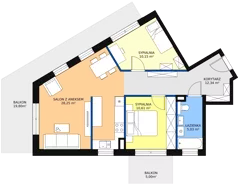3 pokoje, mieszkanie 69,77 m², piętro 2, oferta nr E.B.27, Pruszcz Park, Pruszcz Gdański, ul. Arctowskiego 