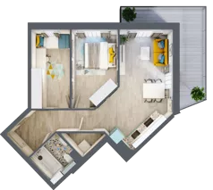 3 pokoje, mieszkanie 57,42 m², piętro 1, oferta nr F.A.8, Pruszcz Park - bud. F , Pruszcz Gdański, ul. Arctowskiego 