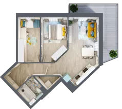 3 pokoje, mieszkanie 57,42 m², piętro 2, oferta nr F.A.22, Pruszcz Park - bud. F , Pruszcz Gdański, ul. Arctowskiego 