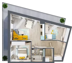 3 pokoje, mieszkanie 61,68 m², piętro 1, oferta nr F.B.1, Pruszcz Park - bud. F , Pruszcz Gdański, ul. Arctowskiego 