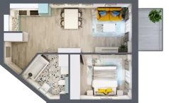 2 pokoje, mieszkanie 43,72 m², piętro 2, oferta nr F.B.14, Pruszcz Park - bud. F , Pruszcz Gdański, ul. Arctowskiego 