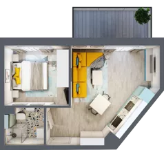 2 pokoje, mieszkanie 36,06 m², piętro 3, oferta nr F.B.21, Pruszcz Park - bud. F , Pruszcz Gdański, ul. Arctowskiego 