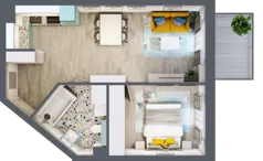 2 pokoje, mieszkanie 43,72 m², piętro 3, oferta nr F.B.22, Pruszcz Park - bud. F , Pruszcz Gdański, ul. Arctowskiego 