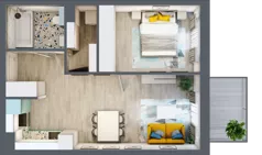 2 pokoje, mieszkanie 45,97 m², piętro 3, oferta nr F.B.23, Pruszcz Park - bud. F , Pruszcz Gdański, ul. Arctowskiego 