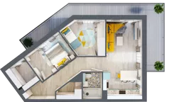 3 pokoje, mieszkanie 63,46 m², piętro 3, oferta nr F.B.24, Pruszcz Park - bud. F , Pruszcz Gdański, ul. Arctowskiego 
