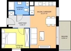 2 pokoje, mieszkanie 43,28 m², piętro 2, oferta nr E.B.3.3, Silva Straszyn - bud E,F, Straszyn, ul. Boczna/Starogardzka