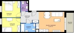 3 pokoje, mieszkanie 61,58 m², piętro 1, oferta nr E.A.2.5, Silva Straszyn - bud E,F, Straszyn, ul. Boczna/Starogardzka