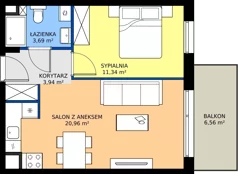 2 pokoje, mieszkanie 40,91 m², piętro 2, oferta nr E.A.3.3, Silva Straszyn - bud E,F, Straszyn, ul. Boczna/Starogardzka