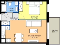 2 pokoje, mieszkanie 40,74 m², piętro 1, oferta nr E.B.2.2, Silva Straszyn - bud E,F, Straszyn, ul. Boczna/Starogardzka