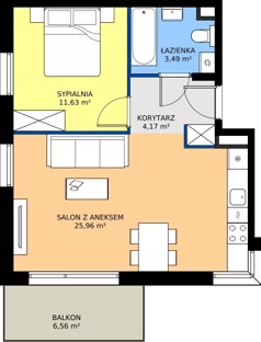 2 pokoje, mieszkanie 47,03 m², piętro 1, oferta nr E.B.2.4, Silva Straszyn - bud E,F, Straszyn, ul. Boczna/Starogardzka