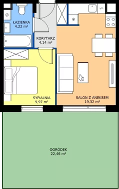 2 pokoje, mieszkanie 38,55 m², parter, oferta nr F.1.9, Silva Straszyn - bud E,F, Straszyn, ul. Boczna/Starogardzka