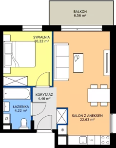 2 pokoje, mieszkanie 42,50 m², piętro 1, oferta nr F.2.2, Silva Straszyn - bud E,F, Straszyn, ul. Boczna/Starogardzka