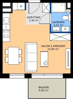 1 pokój, mieszkanie 29,96 m², piętro 1, oferta nr F.2.5, Silva Straszyn - bud E,F, Straszyn, ul. Boczna/Starogardzka