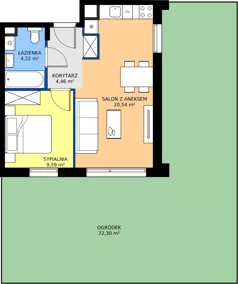 2 pokoje, mieszkanie 39,76 m², parter, oferta nr F.1.8, Silva Straszyn - bud E,F, Straszyn, ul. Boczna/Starogardzka