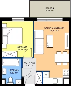 2 pokoje, mieszkanie 39,19 m², piętro 1, oferta nr F.2.1, Silva Straszyn - bud E,F, Straszyn, ul. Boczna/Starogardzka
