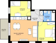 3 pokoje, mieszkanie 59,26 m², piętro 1, oferta nr F.2.8, Silva Straszyn - bud E,F, Straszyn, ul. Boczna/Starogardzka