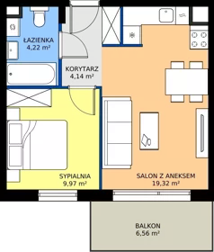 2 pokoje, mieszkanie 38,55 m², piętro 1, oferta nr F.2.4, Silva Straszyn - bud E,F, Straszyn, ul. Boczna/Starogardzka