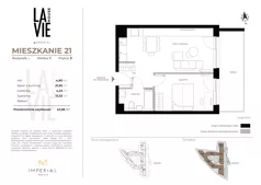2 pokoje, mieszkanie 43,58 m², piętro 3, oferta nr 1.21, La Vie House, Kraków, Podgórze, ul. Łagiewnicka