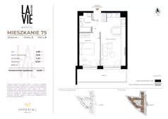2 pokoje, mieszkanie 43,58 m², piętro 6, oferta nr 1.75, La Vie House, Kraków, Podgórze, ul. Łagiewnicka