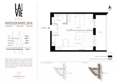 2 pokoje, mieszkanie 43,60 m², piętro 6, oferta nr 1.204, La Vie House, Kraków, Podgórze, ul. Łagiewnicka