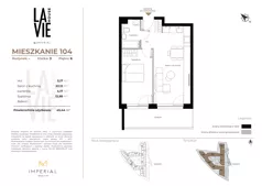 2 pokoje, mieszkanie 45,44 m², piętro 6, oferta nr 1.104, La Vie House, Kraków, Podgórze, ul. Łagiewnicka