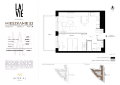 2 pokoje, mieszkanie 41,63 m², piętro 6, oferta nr 1.52, La Vie House, Kraków, Podgórze, ul. Łagiewnicka