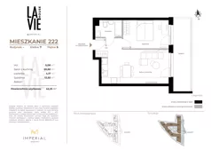 2 pokoje, mieszkanie 42,25 m², piętro 5, oferta nr 1.222, La Vie House, Kraków, Podgórze, ul. Łagiewnicka