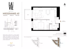 2 pokoje, mieszkanie 41,63 m², piętro 5, oferta nr 1.43, La Vie House, Kraków, Podgórze, ul. Łagiewnicka
