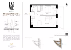 2 pokoje, mieszkanie 43,63 m², piętro 4, oferta nr 1.194, La Vie House, Kraków, Podgórze, ul. Łagiewnicka