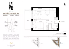 2 pokoje, mieszkanie 41,58 m², piętro 4, oferta nr 1.34, La Vie House, Kraków, Podgórze, ul. Łagiewnicka