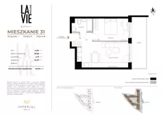 2 pokoje, mieszkanie 40,94 m², piętro 4, oferta nr 1.31, La Vie House, Kraków, Podgórze, ul. Łagiewnicka