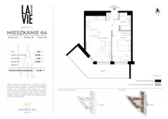 2 pokoje, mieszkanie 44,38 m², piętro 3, oferta nr 1.64, La Vie House, Kraków, Podgórze, ul. Łagiewnicka