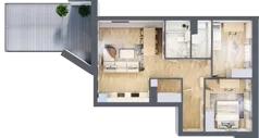 3 pokoje, mieszkanie 64,33 m², piętro 1, oferta nr 1.1, La Vie House, Kraków, Podgórze, ul. Łagiewnicka