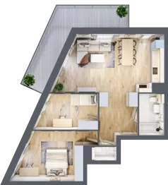 3 pokoje, mieszkanie 70,50 m², piętro 1, oferta nr 1.6, La Vie House, Kraków, Podgórze, ul. Łagiewnicka