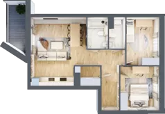 3 pokoje, mieszkanie 66,11 m², piętro 2, oferta nr 1.9, La Vie House, Kraków, Podgórze, ul. Łagiewnicka