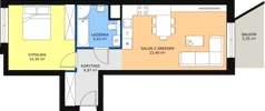 2 pokoje, mieszkanie 50,92 m², piętro 2, oferta nr 1.10, La Vie House, Kraków, Podgórze, ul. Łagiewnicka