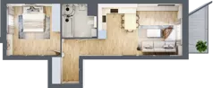 2 pokoje, mieszkanie 50,95 m², piętro 2, oferta nr 1.10, La Vie House, Kraków, Podgórze, ul. Łagiewnicka